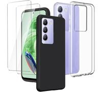 Pack Pour Vivo V40 Se 5g 6,67'' ¿ Coque Souple Tpu Transparente + Coque Noire + 2x Verres Trempés Ultra-Fins (Découpes Précises, Anti-Rayures, Haute Sensibilité)