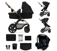 Kinderkraft, MOOV 2, Poussette 3 en 1 Travel System avec nacelle 2-en-1, siège auto i-Size, grandes roues increvables, poussette naissance jusqu’à 22 kg, Noir