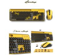 Pack Premium Clavier sans fil + SOURIS sans fil optique Wireless Desktop ADVANCE nano récepteur USB JAUNE ET NOIR