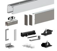 Pack premium SLID'UP 190 pour porte en verre coulissante - rail 1,94 m - 100 kg - argent