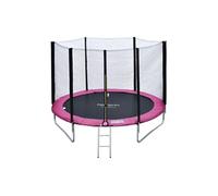 Pack Premium Trampoline 180cm réversible rose / gris CAIRNS + filet, échelle, bâche et kit d'ancrage