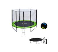 Pack Premium Trampoline 180cm réversible vert / bleu CAIRNS + filet, échelle, bâche et kit d'ancrage