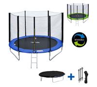 Pack Premium Trampoline 245cm réversible bleu / vert CANBERRA + filet, échelle, bâche et kit d'ancrage Bleu G
