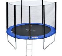 Pack Premium Trampoline 305cm R?Versible Bleu / Vert Adela?De + Filet, ?Chelle, B?Che Et Kit D'ancrage