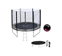 Pack Premium Trampoline 305cm Réversible Gris / Rose Adelaïde + Filet, Échelle, Bâche Et Kit D'ancrage