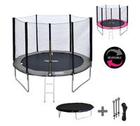 Pack Premium Trampoline 305cm Réversible Gris / Rose Adelaïde + Filet, Échelle, Bâche Et Kit D'ancrage