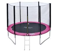 Pack Premium Trampoline de Jardin Rond pour Enfants 305cm réversible Rose/Gris ADELAÏDE + Filet, échelle, bâche et kit d'ancrage, Montage Facile