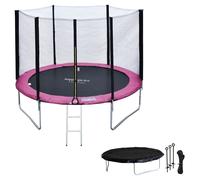 Happy Garden Trampoline de jardin ADELAÏDE pour enfants 305cm réversible Rose/Gris + filet, échelle