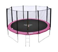 Pack Premium Trampoline 370cm Réversible Rose / Gris Perth + Filet, Échelle, Bâche Et Kit D'ancrage