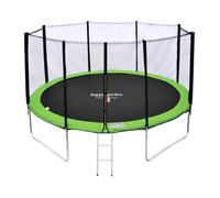 Pack Premium Trampoline 370cm Réversible Vert / Bleu Perth + Filet, Échelle, Bâche Et Kit D'ancrage