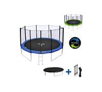 Happy Garden Trampoline Pack Melbourne 430 cm filet échelle bâche kit d'ancrage réversible bleu/vert