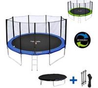 Happy Garden Trampoline Pack Melbourne 430 cm filet échelle bâche kit d'ancrage réversible bleu/vert