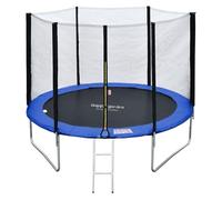 Pack Premium Trampoline de Jardin Rond pour Enfants 305cm réversible Bleu/Vert ADELAÏDE + Filet, échelle, bâche et kit d'ancrage, Montage Facile