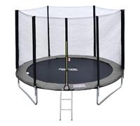 Pack Premium Trampoline Enfant Ø 245 cm avec Filet de sécurité + échelle + bâche + kit d'ancrage - Réversible Gris/Rose - Usage extérieur - Canberra - Dès 3 Ans