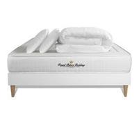 Pack Prêt A Dormir 140x190 Matelas Lancaster Ressorts Ensaches Et Memoire De Forme + Sommier Kit Blanc + Couette + 2 Oreillers