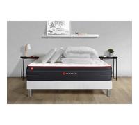 Pack prêt a dormir 140x200 matelas BOOST ressorts ensaches et memoire de forme + sommier kit blanc + Couette + 2 oreillers