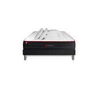 Pack prêt à dormir 140x200 matelas BOOST ressorts ensachés et mémoire de forme + sommier kit noir + Couette + 2 oreillers