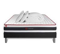 Pack prêt à dormir 140x200 matelas ENERGY ressorts ensachés et mémoire de forme + sommier kit noir + Couette + 2 oreillers G