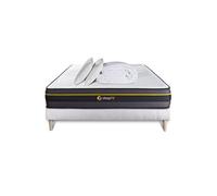 Pack Matelas Active - Mémoire de forme - Ep : 24cm - Sommier kit Blanc avec couette et 2 oreillers