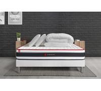 Pack prêt a dormir 180x200 matelas ENERGY ressorts ensaches et memoire de forme + sommier kit blanc + Couette + 2 oreillers