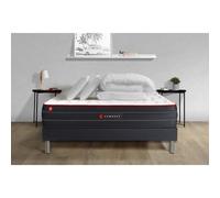 Pack prêt a dormir 200x200 matelas BOOST ressorts ensaches et memoire de forme + sommier kit noir + Couette + 2 oreillers
