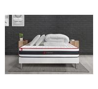 Pack prêt a dormir 200x200 matelas ENERGY ressorts ensaches et memoire de forme + sommier kit blanc + Couette + 2 oreillers