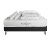 Pack prêt à dormir 200x200 matelas LANCASTER ressorts ensachés et mémoire de forme + sommier kit noir + Couette + 2 oreillers G