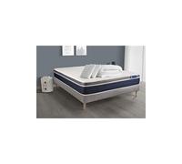 Pack prêt a dormir ACTIFLEX CONFORT Matelas Ressorts ensaches+memoire de forme 140x190 + sommier KIT gris +2oreillers+couette