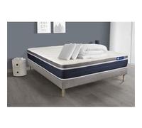 Pack prêt à dormir ACTIFLEX CONFORT Matelas Ressorts ensachés+mémoire de forme 160x200 + sommier KIT gris +2oreillers+couette G