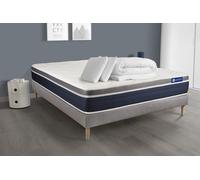 Pack Prêt A Dormir Actiflex Confort Matelas Ressorts Ensaches+Memoire De Forme 180x200 + Sommier Kit Gris +2oreillers+Couette