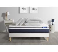 Pack prêt à dormir ACTILATEX CONFORT Matelas Latex + mémoire de forme 140x200 cm + sommier KIT blanc + 2 oreillers + couette