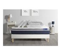 Pack prêt à dormir ACTILATEX CONFORT Matelas Latex + mémoire de forme 200x200 cm + sommier KIT blanc + 2 oreillers + couette