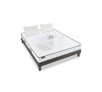 - Pack Prêt à dormir CRISTAL 140x190 cm - Matelas Mémoire de forme + Sommier Bois + Accessoires