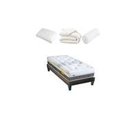 - Pack Prêt à dormir DELPHES 90x200 cm - Matelas Mémoire de forme + Sommier + Accessoires