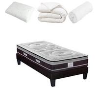Pack Prêt à dormir DIVIN 90x190 cm - Matelas Ressorts ensachés + Sommier + Accessoires G
