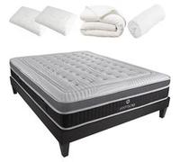HYPSOM - Ensemble lit 2 Places Matelas 140x190 mémoire de Forme 26 cm + sommier à Lattes en Bois 30 cm + 2 oreillers mémoire de Forme + 1 Couette Thermo-Isolante + 1 protège-Matelas