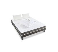 - Pack Prêt à dormir INTUITION 140x190 cm - Matelas Mémoire de forme + Sommier Bois + Accessoires