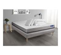 Pack prêt a dormir matelas 140x190 ACTIMEMO SOFT 3zones de confort + sommier KIT gris + 2 oreillers + couette