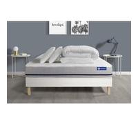 Pack Prêt A Dormir Matelas 140x200 Actiflex Soft 3zones De Confort + Sommier Kit Blanc + 2 Oreillers + Couette