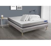 Pack Prêt A Dormir Matelas 140x200 Actiflex Soft 3zones De Confort + Sommier Kit Gris + 2 Oreillers + Couette