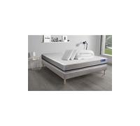 Pack Prêt A Dormir Matelas 140x200 Actilatex Soft 3zones De Confort + Sommier Kit Gris + 2 Oreillers + Couette