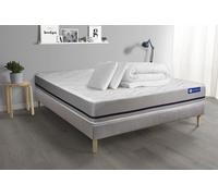 Pack Prêt A Dormir Matelas 140x200 Actimemo Soft 3zones De Confort + Sommier Kit Gris + 2 Oreillers + Couette