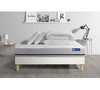 Pack prêt à dormir matelas 160x200 ACTILATEX SOFT 3zones de confort + sommier KIT blanc + 2 oreillers + couette