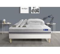 Pack Prêt A Dormir Matelas 180x200 Actiflex Soft 3zones De Confort + Sommier Kit Blanc + 2 Oreillers + Couette