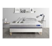 Pack prêt à dormir matelas 180x200 ACTILATEX SOFT 3zones de confort + sommier KIT blanc + 2 oreillers + couette G