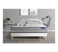 Pack prêt à dormir matelas à mémoire ACTIMEMO PUR 140x200cm 3zones de confort + sommier KIT blanc + 2 oreillers + couette G