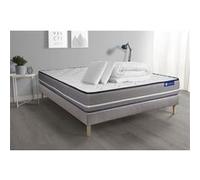 Pack prêt à dormir matelas à mémoire ACTIMEMO PUR 140x200cm 3zones de confort + sommier KIT gris + 2 oreillers + couette G