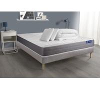 Pack Prêt A Dormir Matelas Actiflex Dream Ressorts Ensaches + Memoire De Forme 140x200 + Sommier Kit Gris +2oreillers+Couette