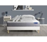 Pack Prêt A Dormir Matelas Actiflex Dream Ressorts Ensaches + Memoire De Forme 200x200 + Sommier Kit Blanc +2oreillers+Couette