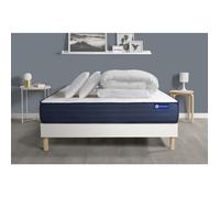 Pack Prêt A Dormir Matelas Actiflex Life 140x190 Ressorts Ensaches + Memoire De Forme + Sommier Kit Blanc +2oreillers+Couette